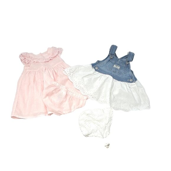 Baby Girl's Outfits - OshKosh Jumper & Dress, White Eyelet Hat - Size 12 Months‎ - Picture 1 of 9